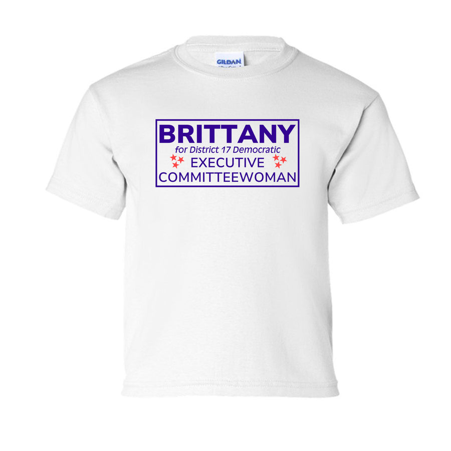 Brittany for D17 Executive Committee Box Logo Kids Tee
